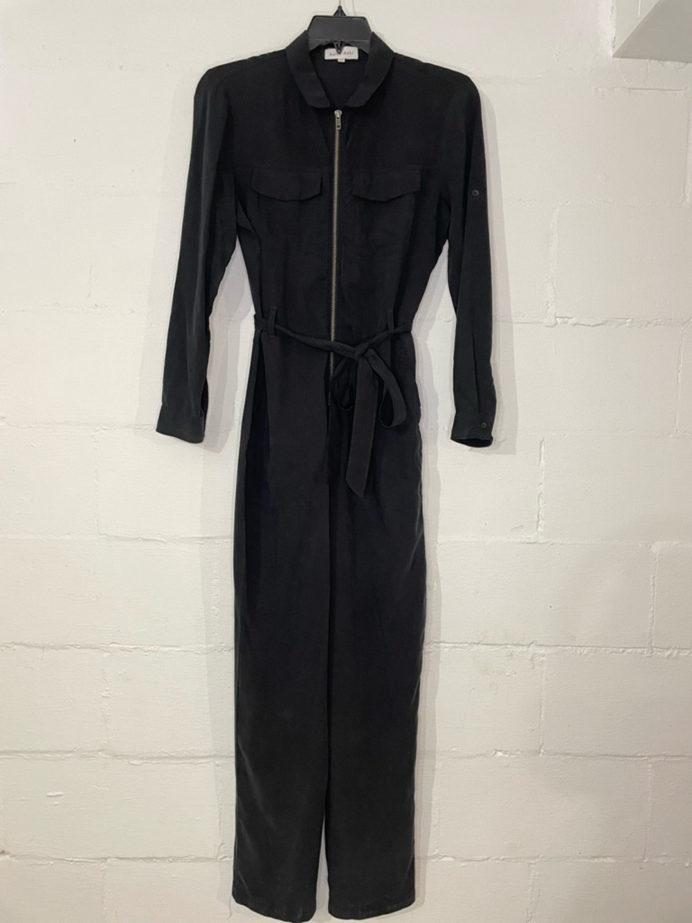 Bella Dahl Black Long-Sleeve Zip-Front Jumpsuit